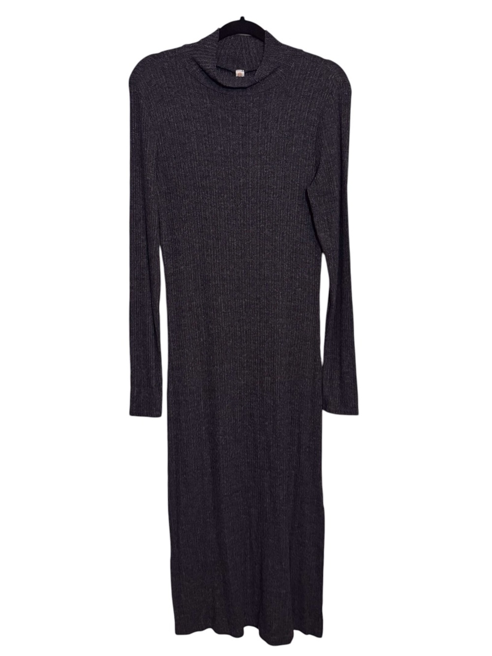 Daily Practice Anthro Medium Dark Gray Sweater Midi Dress Knit Casual Mock Neck